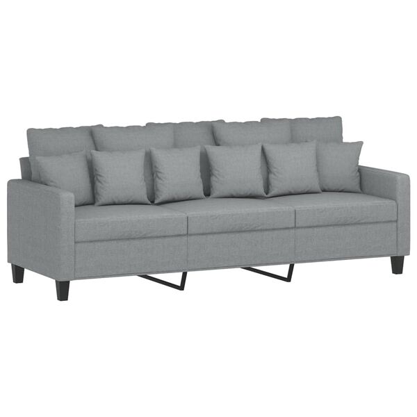 vidaXL 3-tlg. Sofagarnitur mit Kissen Hellgrau Stoff