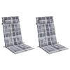 vidaXL Hochlehner-Auflagen 2 Stk. Grau Karomuster Oxford-Gewebe