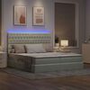 vidaXL Bett mit LED-Lichtleisten Hellgrau 200 x 200 cm Samt