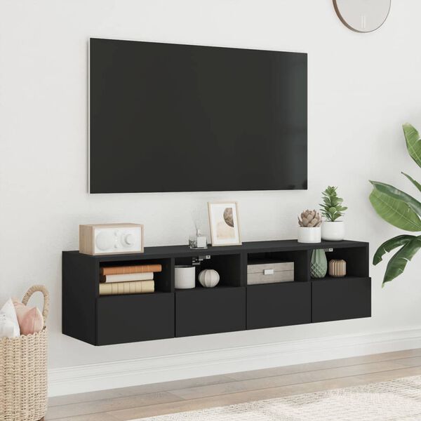 vidaXL TV-Wandschr&auml;nke 2 Stk. Schwarz 60x30x30 cm Holzwerkstoff