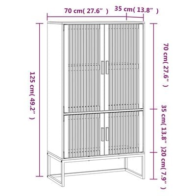 vidaXL Highboard Schwarz 70x35x125 cm Holzwerkstoff