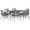 vidaXL 7-tlg. Garten-Essgruppe mit Kissen Grau Poly Rattan Glas