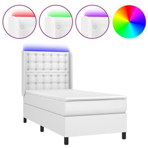 vidaXL Boxspringbett mit Matratze & LED Wei&szlig; 80x200 cm Kunstleder