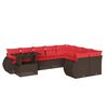 vidaXL 10-teiliges Gartensofa-Set mit Kissen, braun, Polyrattan