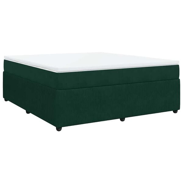 vidaXL Boxspringbett mit Matratze Dunkelgr&uuml;n 180x200 cm Samt