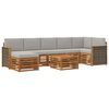 vidaXL Outdoor-Sofagarnitur mit Kissen 7 pcs Nat&uuml;rlich und Hellgrau