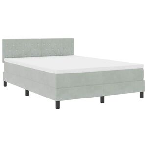 vidaXL LED Boxspringbett mit Matratze Hellgrau 160 x 200 cm Samt
