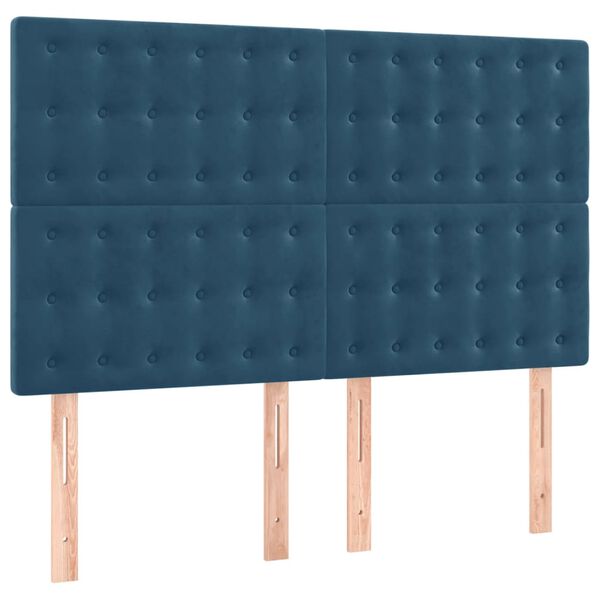 vidaXL Kopfteil Dunkelblau 144x5x118/128 cm Samt