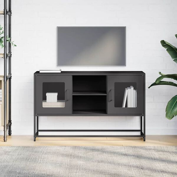 vidaXL TV-Schrank Schwarz 100,5x39x60,5 cm Stahl