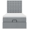 vidaXL Ottoman-Bett mit Matratze Hellgrau 100x200 cm Stoff