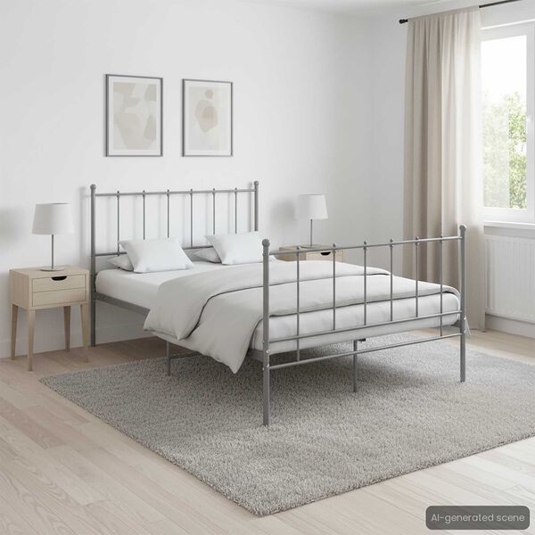 vidaXL Bett Grau Metall 120x200 cm