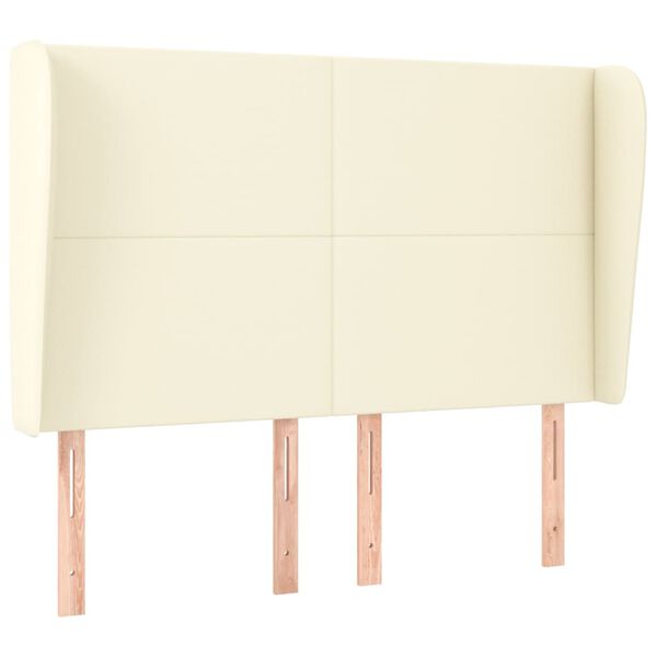 vidaXL Kopfteil mit Ohren Creme 147x23x118/128 cm Kunstleder