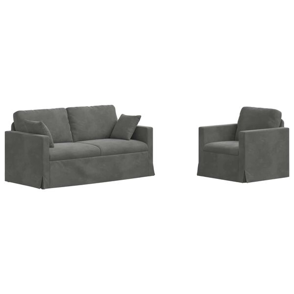 vidaXL Sofa Set 2 pcs Dunkelgrau 158 x 78 x 80 cm Samt