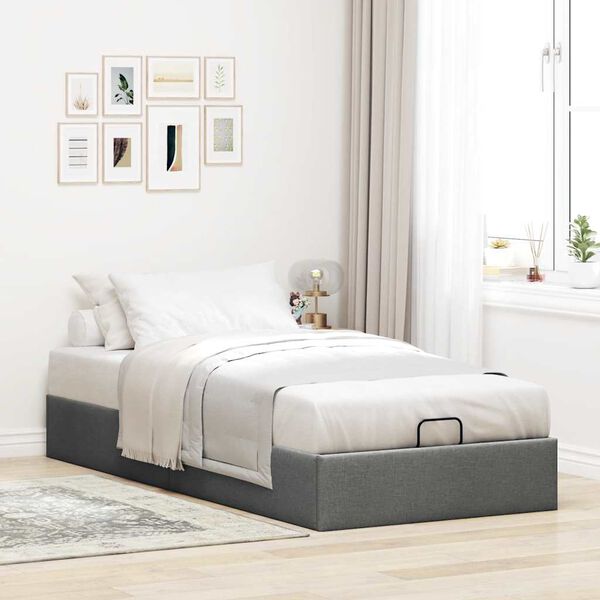 vidaXL Ottoman-Bett ohne Matratze Dunkelgrau 100x200 cm Stoff