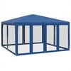 vidaXL Partyzelt mit 8 Mesh-Seitenteilen Blau 4x4 m HDPE