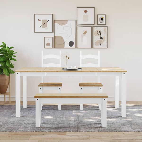 vidaXL Esstisch Panama Wei&szlig; 180x90x75 cm Massivholz Kiefer