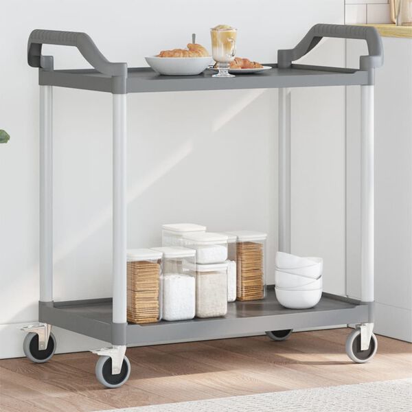 vidaXL Rollwagen mit 2 Etagen Grau 99x50x97 cm Aluminium