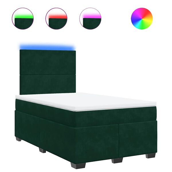 vidaXL Boxspringbett mit Matratze Dunkelgr&uuml;n 120x200 cm Samt