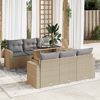 vidaXL 7-tlg. Garten-Sofagarnitur mit Kissen Beige Poly Rattan