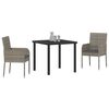 vidaXL Garten Essgruppe mit Kissen 3 pcs Grau Poly-Rattan