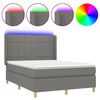 vidaXL Boxspringbett mit Matratze & LED Dunkelgrau 140x190 cm Stoff