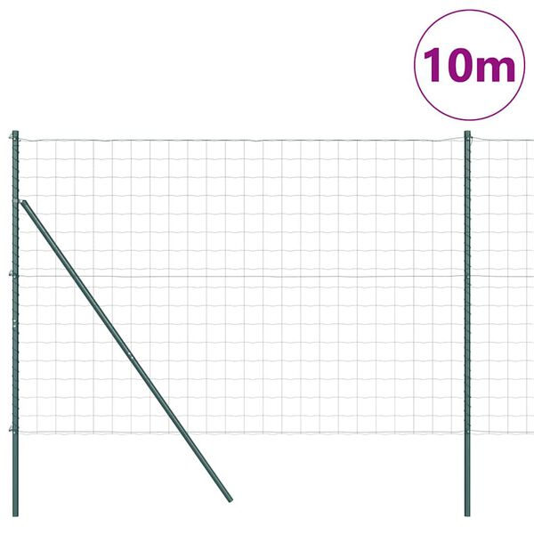 vidaXL Zaun mit Pfosten Gr&uuml;n 1,6 x 10 m Stahl und PVC