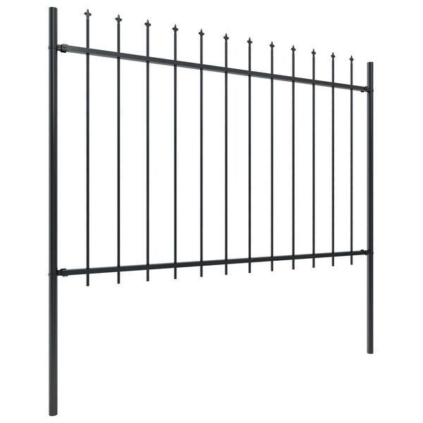 vidaXL Gartenzaun mit Speerspitze Stahl 1070 x 120 cm Schwarz