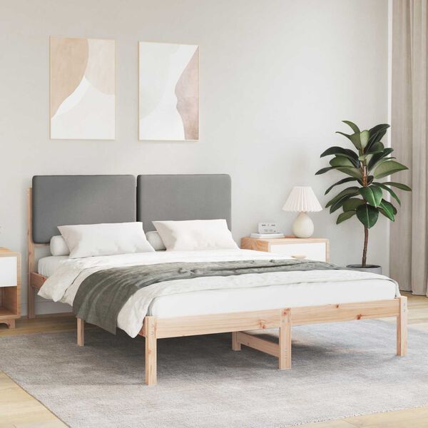 vidaXL Bettgestell mit gepolstertem Kopfteil Hellgrau 140 x 200 cm