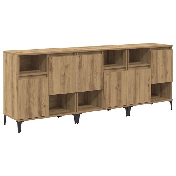 vidaXL Sideboards 3 pcs Artisan-Eiche 60 x 35 x 70 cm Holzwerkstoff