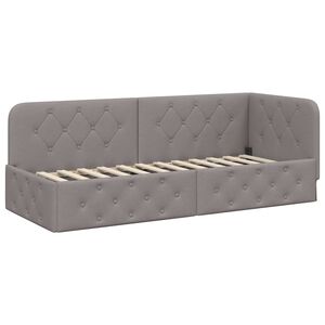 vidaXL Eckbettgestell mit Kopfteil Taupe 80 x 200 cm Stoff