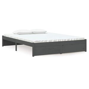 vidaXL Massivholzbett Grau 135x190 cm