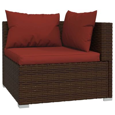 vidaXL 6-tlg. Garten-Lounge-Set mit Auflagen Poly Rattan Braun