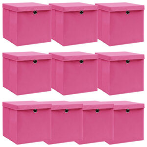 vidaXL Aufbewahrungsboxen mit Deckeln 10 Stk. Rosa 32x32x32 cm Stoff