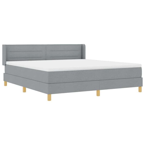 vidaXL Boxspringbett mit Matratze Hellgrau 200 x 180 cm Polyester