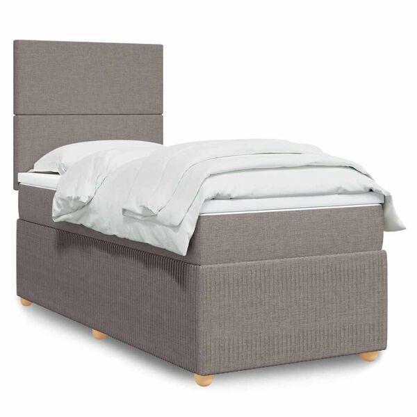 vidaXL Boxspringbett mit Matratze Taupe 90x200 cm Stoff