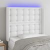 vidaXL LED Kopfteil Wei&szlig; 83x16x118/128 cm Kunstleder
