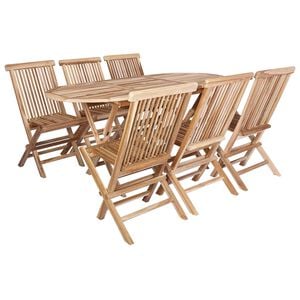 vidaXL Gartenm&ouml;bel Set 7 Stk. Natur Massivholz Teak