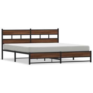 vidaXL Metallbett ohne Matratze Braun Eichen-Optik 180x200 cm