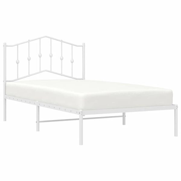 vidaXL Bettgestell mit Kopfteil Metall Wei&szlig; 100x190 cm
