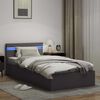 vidaXL Bett mit Bettkasten Hydraulisch LED Grau Kunstleder 100x200 cm