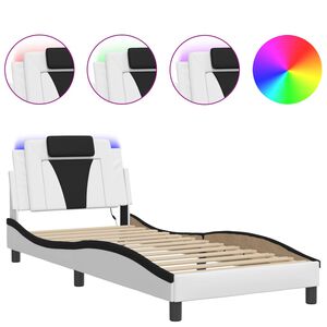 vidaXL Bettgestell "Viana" mit LED ohne Matratze Wei&szlig; und Schwarz 80x200 cm