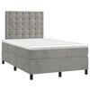 vidaXL Boxspringbett mit Matratze & LED Hellgrau 120x200 cm Samt