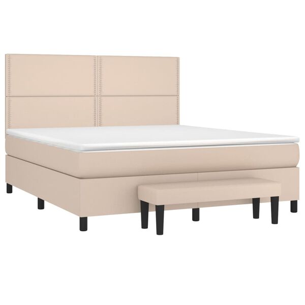 vidaXL Boxspringbett Matratze Cappuccino-Braun 180x200 cm Kunstleder