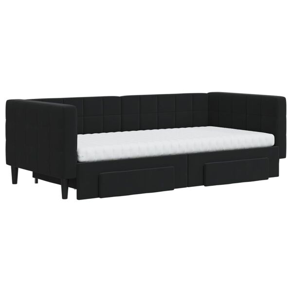 vidaXL Tagesbett Ausziehbar mit Schubladen Schwarz 90x190 cm Samt