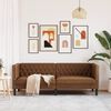 vidaXL Chesterfield-Sofa 3-Sitzer Braun Kunstleder in Wildleder-Optik