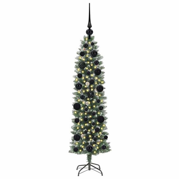 vidaXL K&uuml;nstlicher schlanker Weihnachtsbaum Gr&uuml;n und Wei&szlig; 120 cm