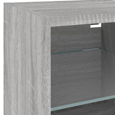 vidaXL TV-Wandschrank mit LED-Leuchten Grau Sonoma 30x28,5x30 cm