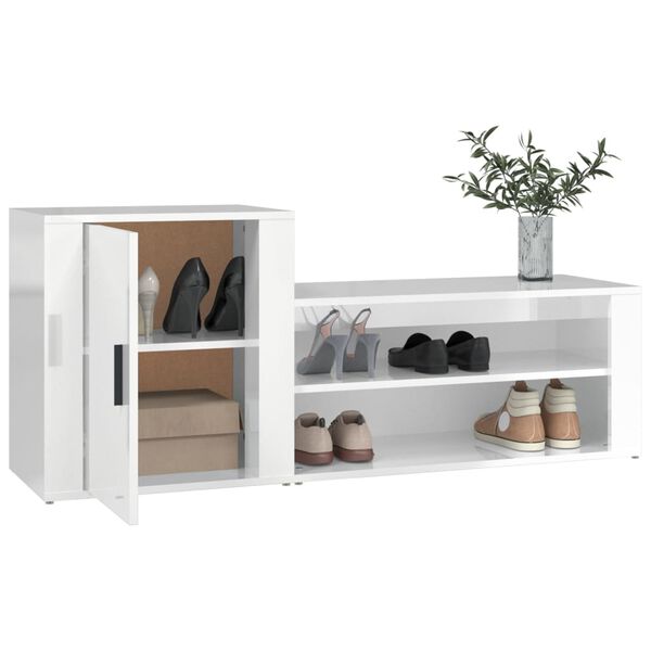 vidaXL Schuhschrank Hochglanz-Wei&szlig; 130x35x54 cm Holzwerkstoff