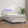 vidaXL Boxspringbett mit Matratze & LED Wei&szlig; 90x190 cm Kunstleder