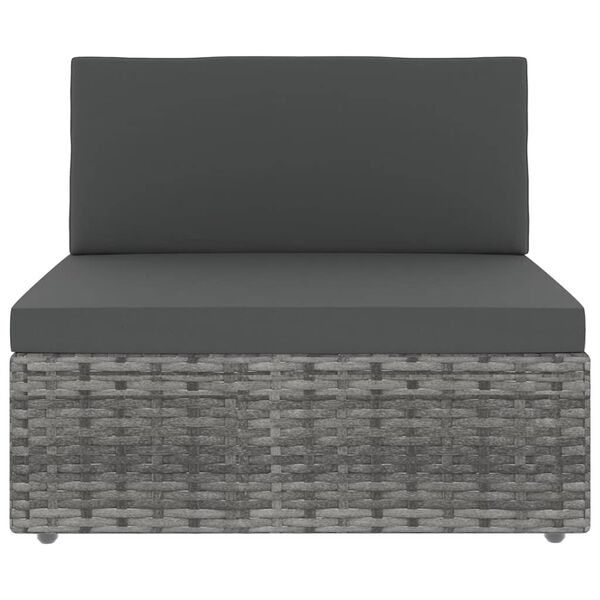 vidaXL 14-tlg. Garten-Lounge-Set mit Kissen Grau Poly Rattan